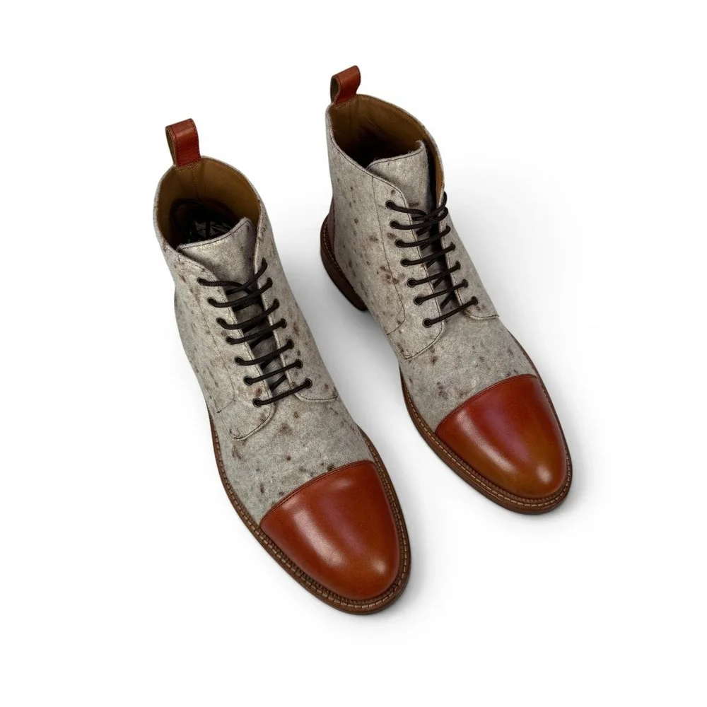 Taft Jack Boot Calico Wool Mens 12 EU 45 Leather Cap Toe Lace Up